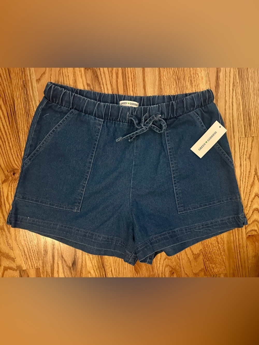 Green Goddess Denim Pull-On Drawstring Women's Shorts Size Medium M NWT